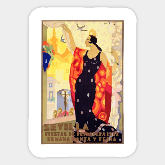 Sevilla - Seville, Spain Poster for the 1932  Holy Week Spring Festival Sticker by Naves